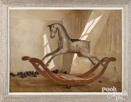 Barclay Rubincam pastel titled The Rocking Horse