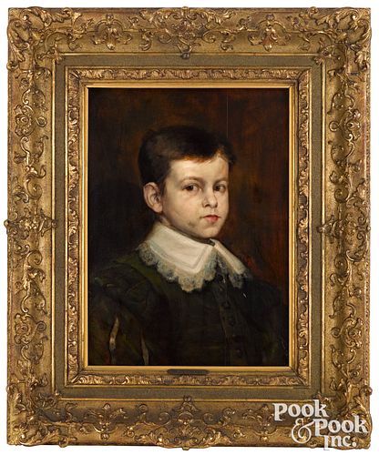 Oil on panel portrait of a boy, late 19th c.