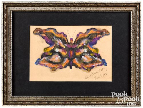 Albert Bierstadt oil and pencil on paper butterfly