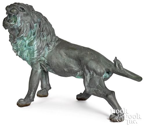 Lifesize bronze lion, after Antoine Louis Barye