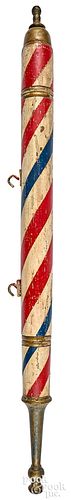 Turned and painted barber pole, ca. 1900