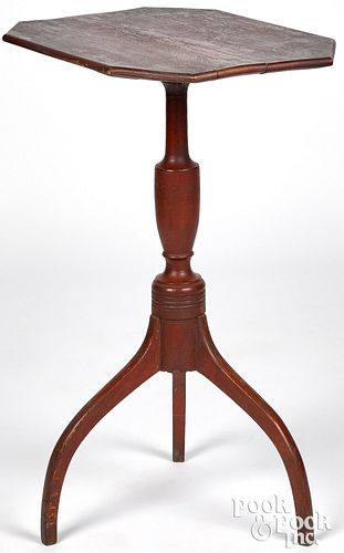 New England red stained candlestand, early 19th c.