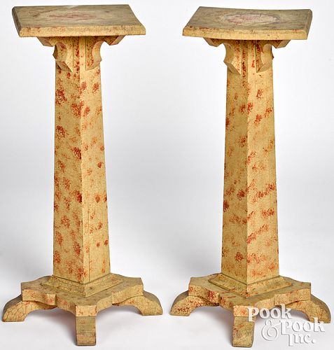 Pair of painted pine pedestals, early/mid 20th c.