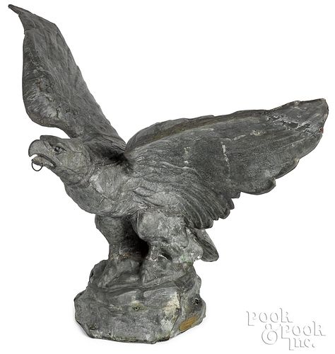 Weighted zinc spread winged eagle, late 19th c.
