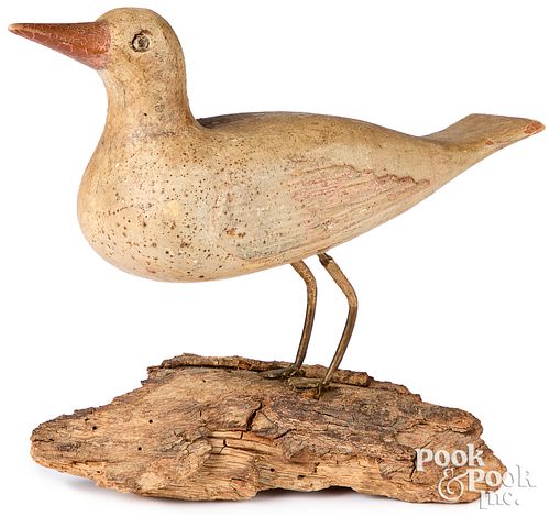 Carved and painted shorebird, late 19th c.