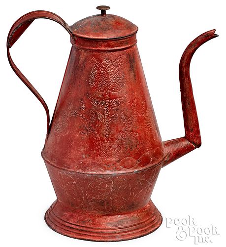 Pennsylvania punched tin coffee pot, 19th c.