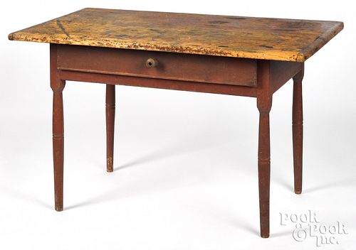 Painted pine work table, ca. 1830