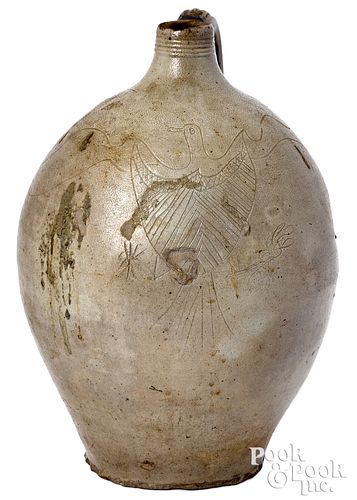 New England stoneware ovoid jug, early 19th c.