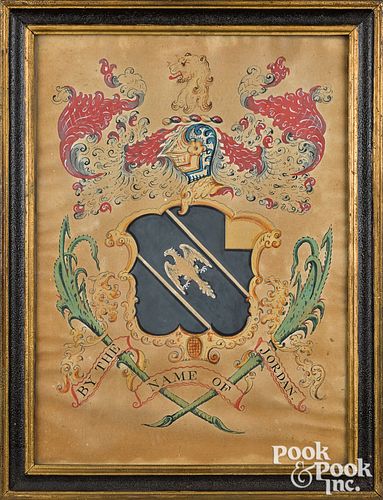 Two watercolor on laid paper coats of arms