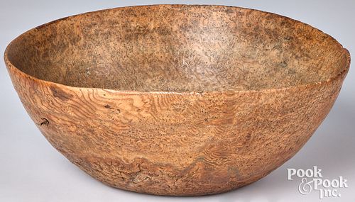 New England burlwood bowl, 19th c.