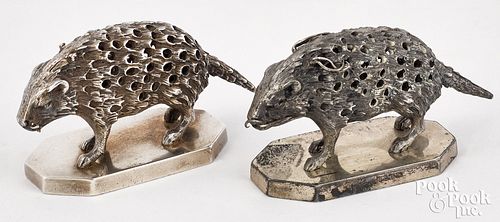 Pair of Gorham coin silver toothpick holders