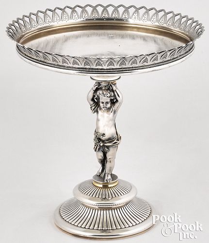 Large Gorham sterling silver compote, 1871
