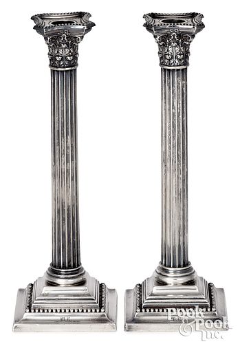 Pair of Gorham weighted sterling candlestics
