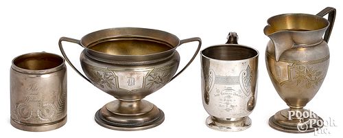 Whiting sterling silver creamer and sugar, etc.