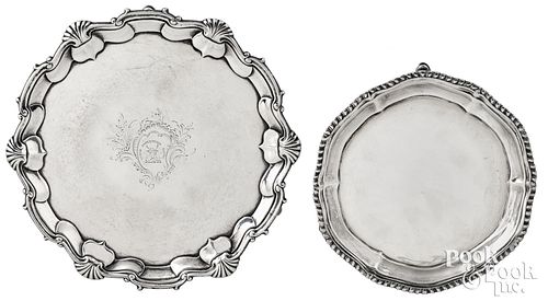 Two Georgian silver waiters, 1753-1754