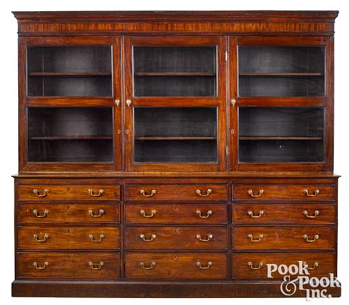 George III two-part mahogany bookcase, late 18th c