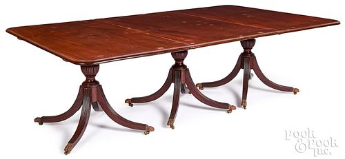 George III mahogany triple pedestal dining table