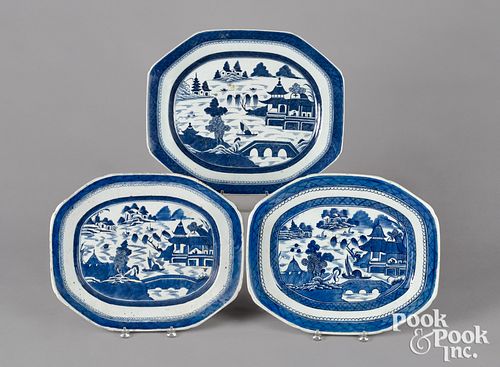 Three Chinese export porcelain Canton platters