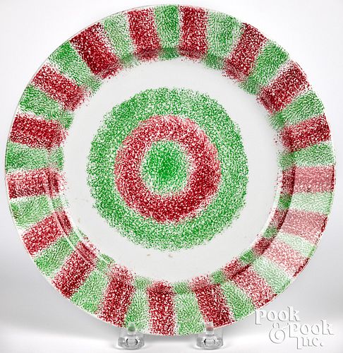 Red and green rainbow spatter bullseye plate
