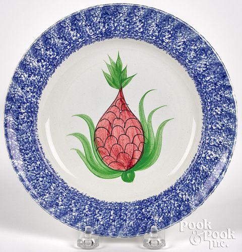 Rare blue spatter pineapple plate