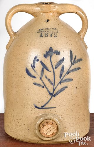 Massachusetts stoneware water cooler, dated 1872