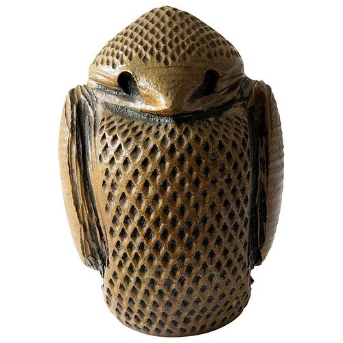 1970s Studio Pottery Stout Stoneware Owl Sculpture by Louis Mclean