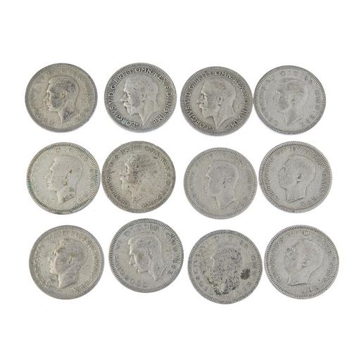 George V and George VI, silver coins 1920-1946, Halfcrowns (17), Florins (184), Sixpences (209), Thr