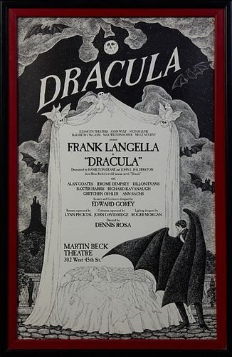 Edward Gorey (1925-2000, Massachusetts), Dracula Production Poster, "Frank Langella in the Edward Gorey production of Dracula Directed by Dennis Rosa,