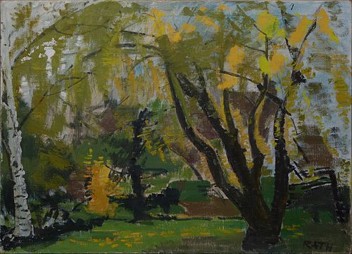 Hildegard Rath (1909-1994, New York/Germany), "My Garden in Spring," 20th/21st c., signed lower right, titled and signed on stretcher en verso, H.- 26