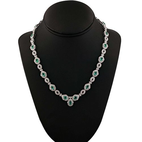 Emerald & Diamond Platinum Necklace