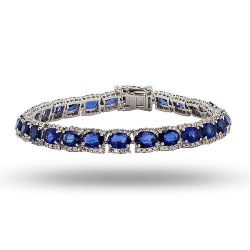 Blue Sapphire & 14K White Gold Bracelet