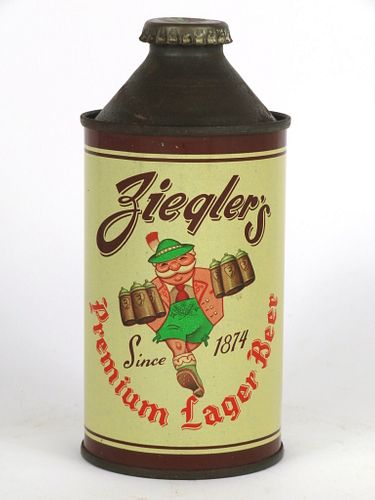1950 Ziegler's Premium Lager Beer 12oz 189-, High Profile Cone Top, Beaver Dam, Wisconsin