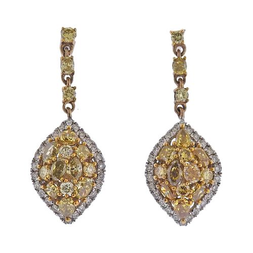 Kallati 2.60ctw Fancy Diamond Gold Drop Earrings