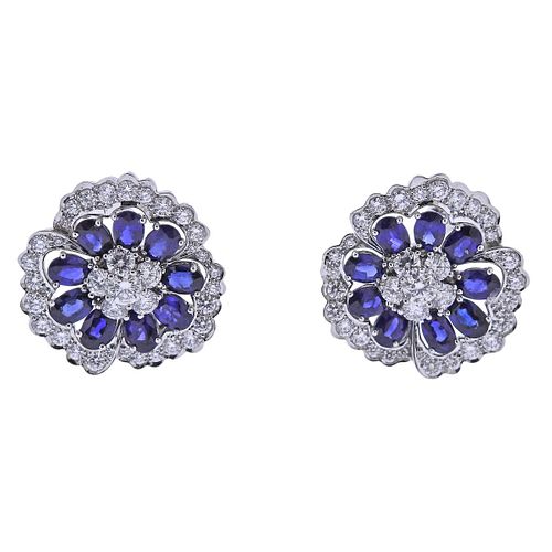 Van Cleef & Arpels Camelia Sapphire Diamond Earrings