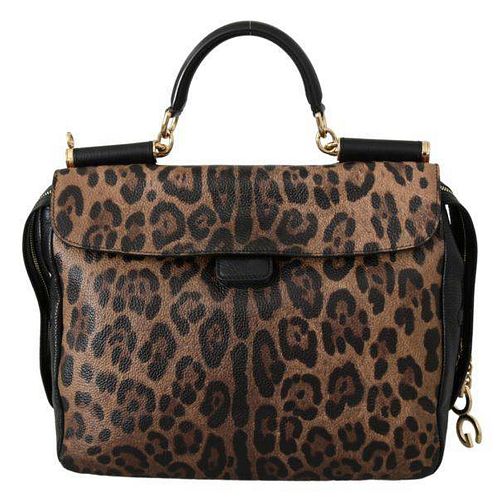 Brown Leather Leopard Shoulder Purse Borse SICILY Bag