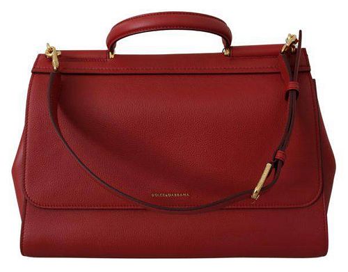 Red Leather Hand Shoulder Satchel Purse SICILY Bag