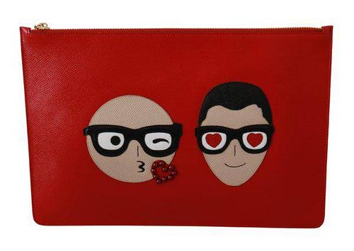 Red Leather Clutch Bag Love #dgfamily Wallet Purse