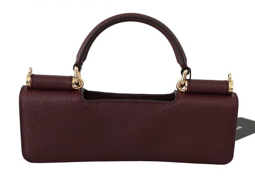 Maroon Leather Push Button Accessory Micro Bag