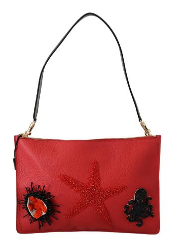 Red Sea Shell Shoulder Purse Borse Leather CLEO Bag