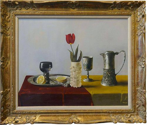Large Still Life With Pewter and Rose