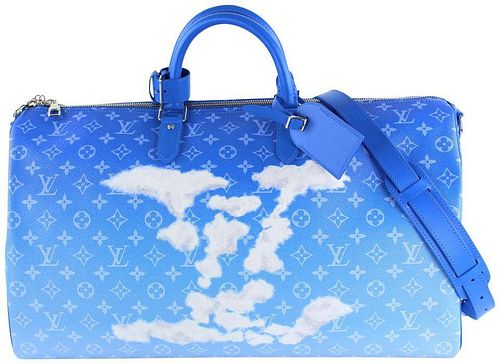 Louis Vuitton Blue Monogram Clouds Keepall Bandouliere