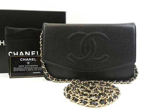 Chanel Black Caviar Wallet On Chain Flap Timeless WOC