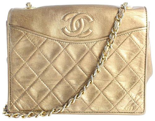 Chanel Metallic Quilted Lambskin Retro Flap Chain