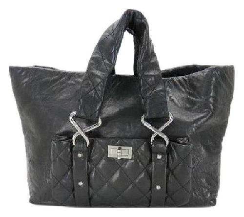 Chanel Jumbo Quilted Chain Reissue Black Tote Bag