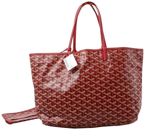 Goyard Red Chevron St Louis PM Tote With Pouch
