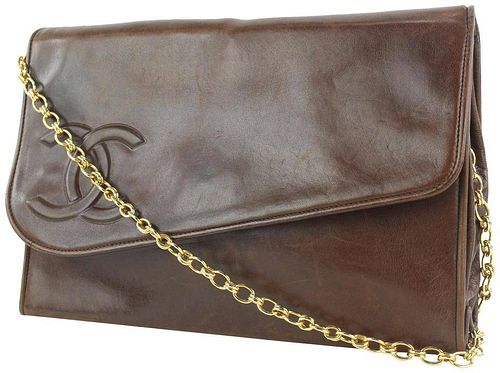 Chanel Dark Brown Diagonal Flap Chain Bag