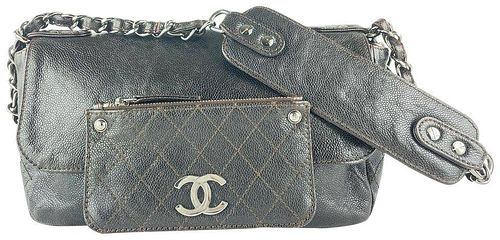 Chanel Quilted Dark Brown Caviar Chain Bag
