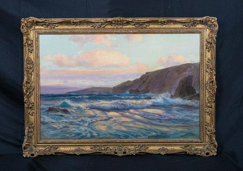 Sunset Seascape Coastal Landscape Oil Painting