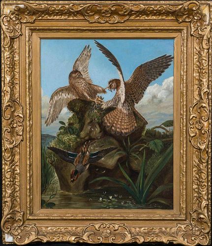 Pairs Of Hawks Fighting Oil Painting