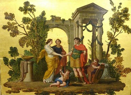 The Marriage Of Venus & Mars On Gold Leaf Oil Painting